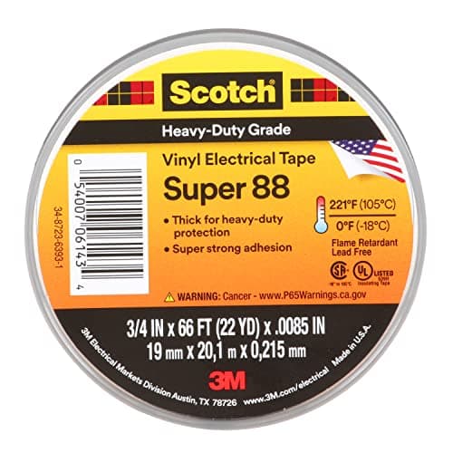Image of 3M 80610833867 88 Scotch Super Professional Grade Electrical Tape, Vinyl, 19 mm x 20 m