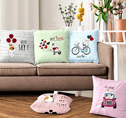 Image of Ultimate Trends Polyester Digital Modern Printed Cushion Cover 18x18 Set of 5, Multi Color(UTCC-1219_18)