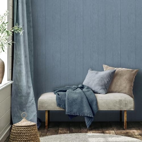 Image of World of Wallpaper Beaded Wood Panel Wallpaper Modern Realistic Contemporary Perfect for Hallway, Living Room Stylish Feature Wall Blue 5914