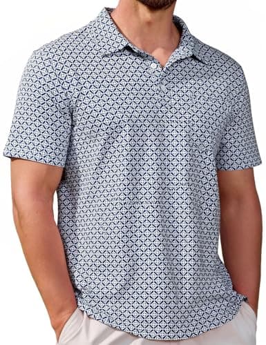 Image of CTU Men's Polo Golf Shirt Quick Dry Moisture Wicking Performance Print Polo Shirts Casual with Pocket Navy XXL