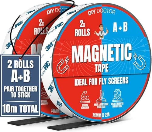 Image of DIY Doctor A+B Magnetic Tape - Magnetic Strips Self Adhesive - 1 Pack - 5m + 5m A and B Polarity - Cut To Fit Magnetic Strip - Self Adhesive Magnets - Magnet Strips
