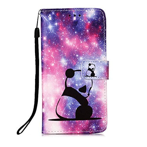 Image of Wuhaizher for Samsung Galaxy A06 Case Leather Flip Wallet Cases with Magnetic Stand Card Holder Slot TPU Shockproof Phone Cover for Samsung Galaxy A06, Panda