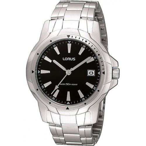 Image of Lorus Black Dial Stainless Steel Bracelet Gents Watch RS907BX9