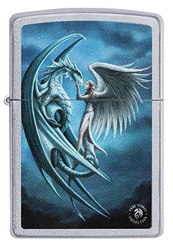 Image of Zippo Windproof Lighter - Anne Stokes Collection - Satin Chrome Finish, Colour Image - Refillable - Reusable - Windproof - Gift Box - Made in USA