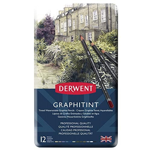 Image of Derwent 700802 Graphitint Tinted Graphite Drawing Pencils, Watersoluble, Professional Quality,reySet of 12
