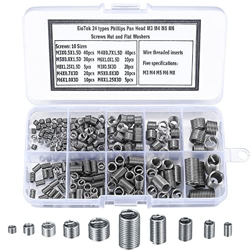 Image of 200 Pcs Helicoil Thread Repair Kit, M3-M8 Metric Thread Adapters, Reducing Nut & Sleeve Set