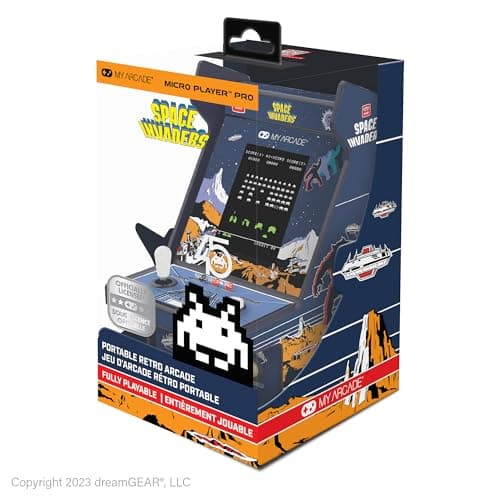 Image of My Arcade Space Invaders Mini Arcade Machine - Micro Player Pro Table Top Arcade Machine, Portable Handheld Game, Retro Gaming Console, Mini Retro Games Machines for Kids & Adults