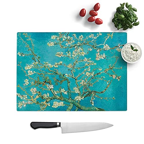 Image of Almond Blossom Branches Vol.3 by Vincent Van Gogh - Textured Chopping Board - Worktop Saver - Cutting Board - Heat Resistant, Shatterproof and Hygenic - 39 x 28.5 cm