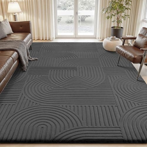 Image of Treeboy Carpet Rugs Living Room 200x300cm Dark gray, Area Rug for Bedroom, Washable Anti Slip Modern Floor Carpets Mat Non Shedding Thick Pile Beside Rugs for Dining Room Kitchen Office