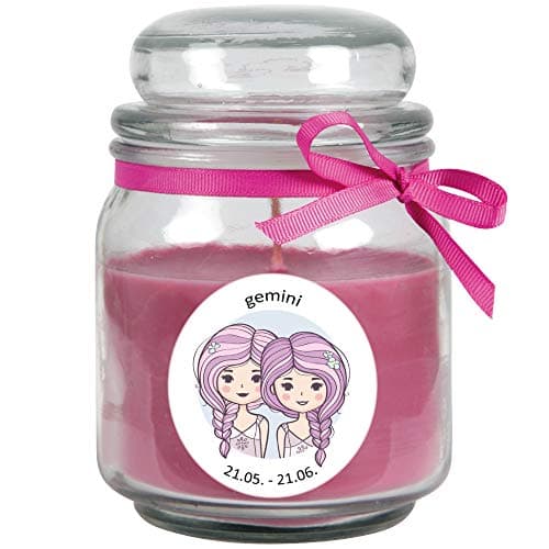 Image of HS Candle Gemini Zodiac Scented Candle Lavender in Sweet Jar (Gemini) - Many Designs to Choose From - 700 g - Burning Time up to 70 Hours