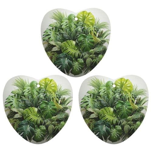 Image of 3 Pcs Car Air Fresheners Hanging Fragrance Scented Cards Auto Tablets Rearview Mirror Pendant Circle of Tropical Leaves Car Fresheners for Auto Interior Bedroom Wardrobe Shoe Cabinet