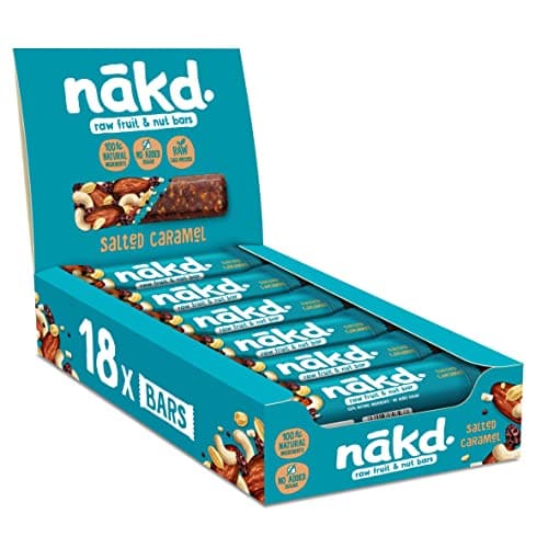 Image of Nakd Salted Caramel Natural Fruit & Nut Bars - Vegan - Healthy Snack - Gluten Free - 35g x 18 bars