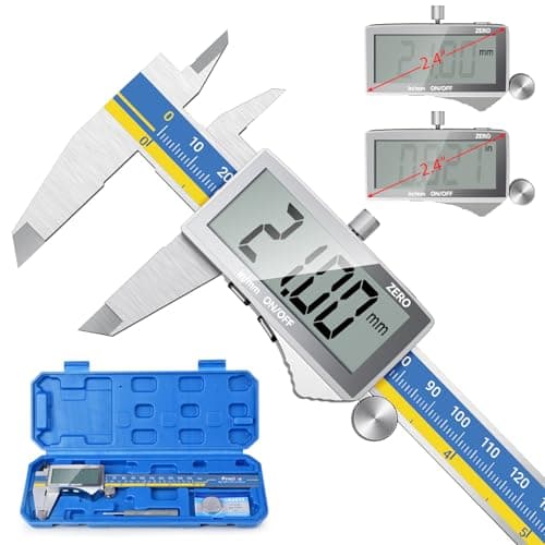 Image of Digital Vernier Caliper, Preciva Electronic Calipers 150mm Blue with Extraordinary LCD Screen, Precision Tool Micrometer Stainless Steel with Mm/Inch Conversion, Splash Resistant