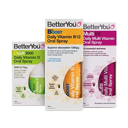 Image of BetterYou Complete Wellness Pack: Vitamin B12 + Vitamin DLux3000 + MultiVit Oral Sprays (3 Pack)