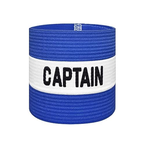 Image of VerteLife Classic Captain's Armband for Football Training, Adult & Youths Elastic Sports Arm Band Captain Armbands (Junior, Blue)