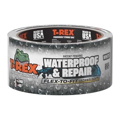 Image of T-REX Flexible Waterproof Tape - Heavy Duty Adhesive Waterproofing Tape for Repair, Leaks, Roof Patches - Extreme Weather & UV Resistance - White 48mm x 9.14m