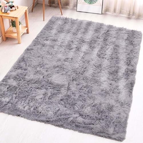 Image of Aspire Homeware Rugs Living Room - Grey Area Rugs for Bedroom Anti Slip - Super Soft Fluffy Large Shaggy Rug Thick Pile Non Shedding, 80cm x 150 cm