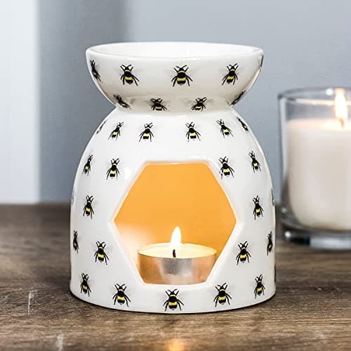 Image of Tech Island Wax Burner, Bee Print Ceramic Oil Burner, Wax Melts, Aromatherapy Oil Diffuser, Essential Oil for Home Decor, Air Fresheners, Room Décor