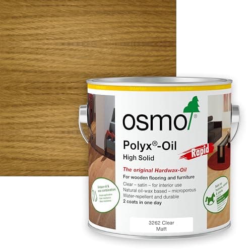 Image of Osmo Polyx®-Oil Rapid Hard Wax Oil 3262 - Clear Matt, 2.5L - Quick Drying Durable Wood Finish for Furniture & Floors Water & Dirt Resistant Treatment for Oak, Pine, Spruce, Beech & More