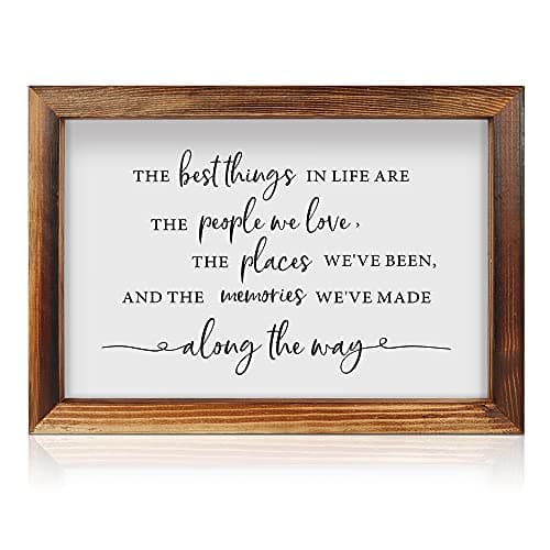 Image of CHDITB The Best Things In Life Framed Wood Sign Plaque(16"×11"), Inspirational Quotes Wooden Wall Table Sign for Home Decor, Vintage Wall Art Sign for Living Room Bedroom Gift Christmas Decorations