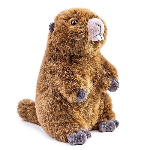 Image of lilizzhoumax Groundhog Plush Toy 25cm/10inch Brown Cute Realistic Stuffed Animal Cute Groundhog Stuffed animal Super Soft Cuddly Funny for Kids Girls Boys Home Decor