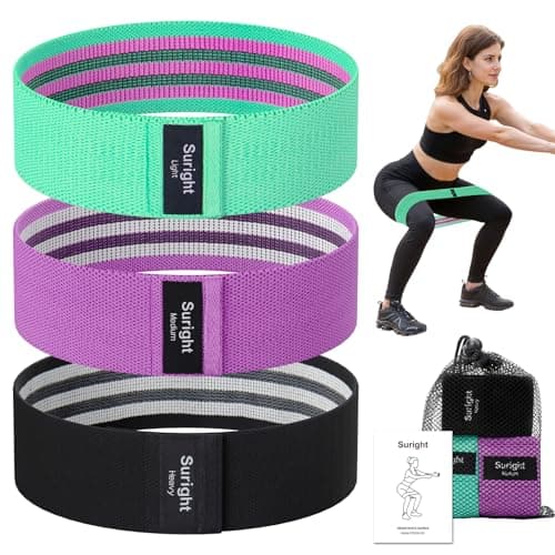 Image of Suright Resistance Bands, Exercise Band with Set of 3, Fabric Resistance Bands Workout with Non-Slip Design for HIPS & Glutes Booty Bands for Women and Men Fitness,Strength Training,Yoga,Pilate