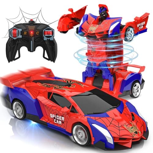 Image of Remote Control Car Toys, Spider Car & Robots 2 in 1 Transform 360 Rotation RC Drift Racing Game Outdoor Toy Kids Stocking Filler, Xmas Gift Birthday Present for 3 4 5 6 7 8 9 Years Old Boys Girls