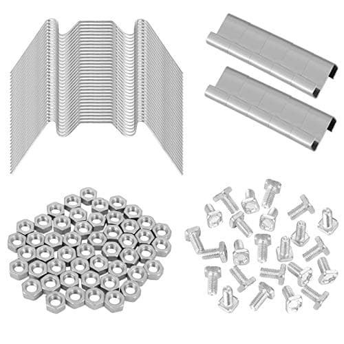 Image of AUXSOUL 200 Pcs Greenhouse Glass Clips 100 Stainless Steel Glazing Clips W and Z Wire Clips 100 Nuts and Bolts Pane Fixing Clips Parts Garden Supplies