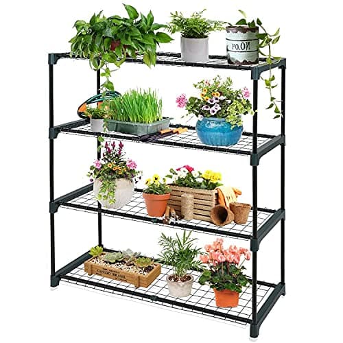 Image of Taylor & Brown 4 Tier Greenhouse Staging and Shelving Racks | Free Standing Outdoor Plant Stand | Tiered Garden Plants Rack for Potting, Pots or Trays