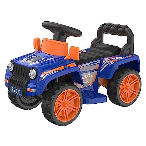 Image of EVO Electric Ride On 4x4 Car | 6V Battery Powered Motorised Kids Ride-On Truck With Pedal Driven Car Forward & Reverse Function | Ride-On Toy Vehicle | Ages 2+ (Blue)