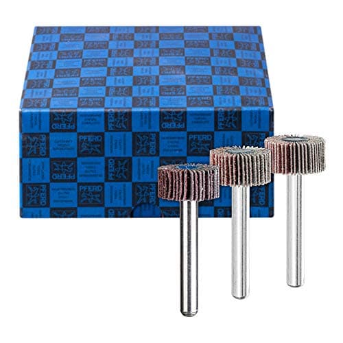 Image of PFERD Flap Grinder Set F, 3-Piece | Corundum Diameter 60 x 30 mm Shaft Diameter 6 mm A60, 80, 120 | 44498005 - for Fine Sanding & Finish