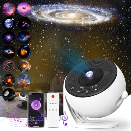 Image of Adiwo Planetarium Projector for Bedroom, 13-in-1 Galaxy Projector Light with 12 Film Discs, 360° Starry Sky Night Light with Bluetooth Connection and Remote Control, for Adults Kids Room Decoration