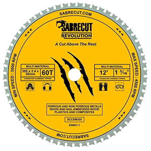 Image of 1 x SabreCut SCCSM305_60 305mm 60T x 30mm 25.4mm 20mm 16mm Bore Multi-Material Metal Wood Plastic Circular Saw Blade