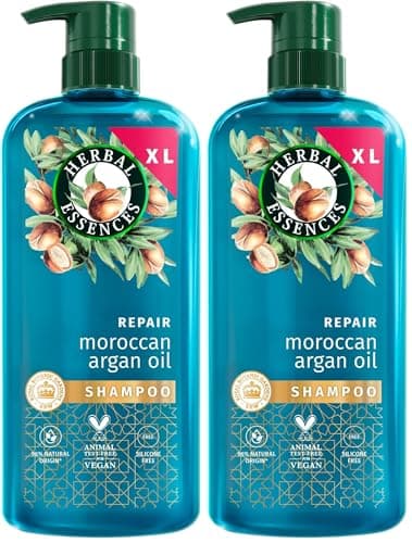 Image of Herbal Essences Repair Moroccan Argan Oil Shampoo 650ml for Damaged Hair, Intense Nourishment for Softer, Smoother Hair, With Pure Argan Oil, Silicone-Free, Vegan and Cruelty Free (Pack of 2)