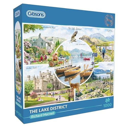 Image of Gibsons The Lake District 1000 Piece Jigsaw Puzzle for Adults - Nature & Architecture, UK National Park Treasures Artwork by Richard MacNeil Premium Sustainable Puzzle Made in the UK/EU - Great Gift