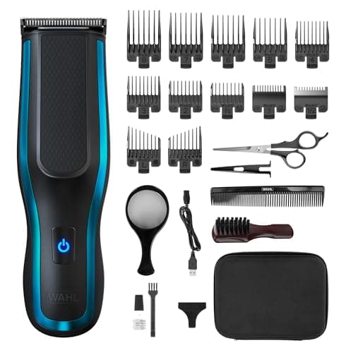Image of Wahl Self‑Clip 360 Cordless Hair Clipper Kit – Straight Angled Blade, Home Haircutting, 150‑Min Lithium Battery, USB Charging, 10 Combs, Lightweight DIY Self‑Haircutting Grooming Tool