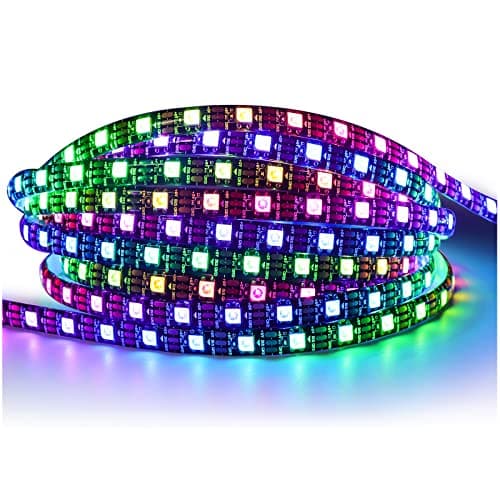 Image of Tesfish WS2812B LED Strip Lights, IP65 Waterproof RGB LED Pixel Strip 5M 5V 5050 300 LEDs Black PCB Full Color Individually Addressable Smart LED Light Strips for Advertising Decoration DIY Projects