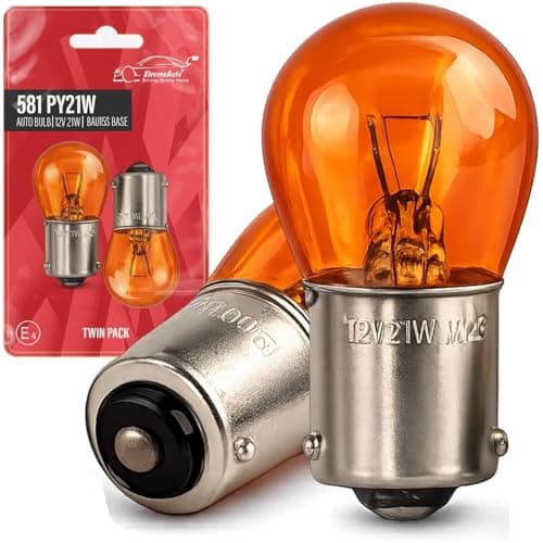 Image of Xtremeauto 2x 581 PY21W BAU15S Amber Indicator Bulbs – 12V 21W Offset Pin Turn Signal Car Bulbs, Orange E-Marked Twin Pack