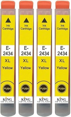 Image of KING OF FLASH 24xl Compatible Ink Cartridges Replacement for Epson 24 XL for Epson Expression Photo XP-970 XP-55 XP-950 XP-860 XP-960 XP-750 XP-760 XP-850 Printer (Yellow)