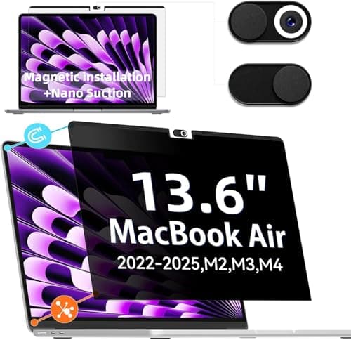 Image of IPROKKO Magnetic Privacy Screen for Macbook Air 13.6/13 Inch (2022-2026, M2, M3, M4, M5), Removable Matte Anti Glare Blue Light 13In Mac Laptop Screen Protector Filter