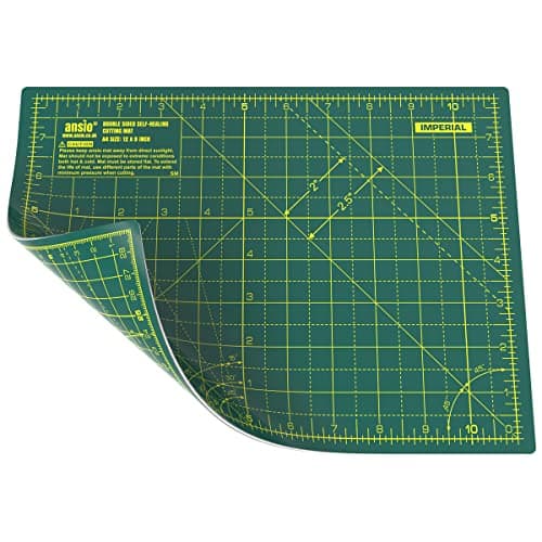 Image of ANSIO Craft Cutting Mat Self Healing A4 Double Sided 5 Layers - Quilting, Sewing, Scrapbooking, Fabric & Papercraft - Imperial/Metric 11 Inch x 8 Inch / 29cm x 21cm - Green/Green