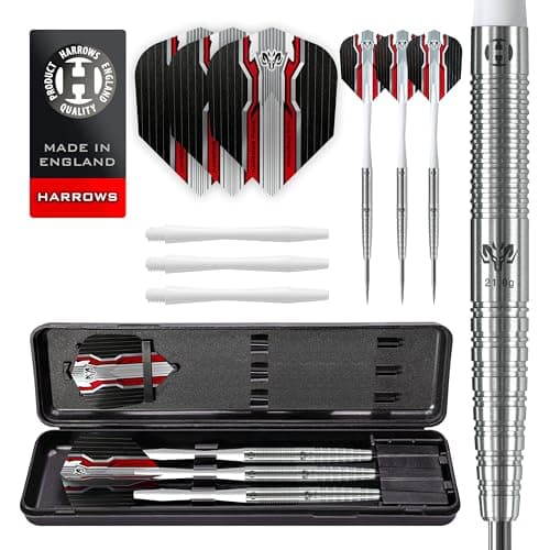 Image of Harrows Wolfram 97% Tungsten Steel Tip Darts Set 21g, 22g, 23g, 24, 25g & 26g - Includes Speedline Shafts, Marathon - Wolfram Flights & Travel Case (23g)