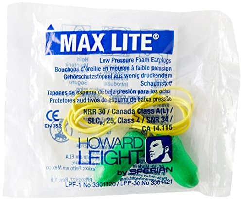 Image of Howard Leight LPF30 Max Lite Corded Earplugs Green Pack of 100 Pairs