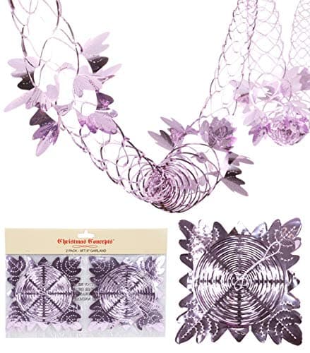 Image of Christmas Concepts® Pack Of 2 2.7m (9ft) Garland Festive Hanging Decorations - Christmas Decorations (BABY PINK)