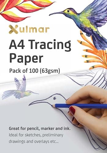 Image of Xulmar Tracing Paper A4 63 GSM - Pack of 100 Sheets Tracing Paper for Sewing Patterns, Drawing Overlays & Sketching on Art Paper & Sketch Book