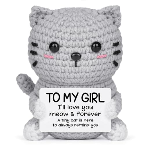 Image of Giftasy To My Girl I’ll Love You Meow & Forever - Cute Handmade Crochet Mini Cat Anniversary Birthday Gift for Girlfriend - Valentine’s Day, Engagement, Wedding Present for Her