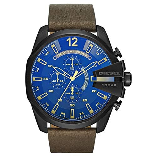 Image of Diesel Watch for Men Mega Chief, Quartz Chronograph Movement, 51 mm Black Stainless Steel Case with a Leather Strap, DZ4401
