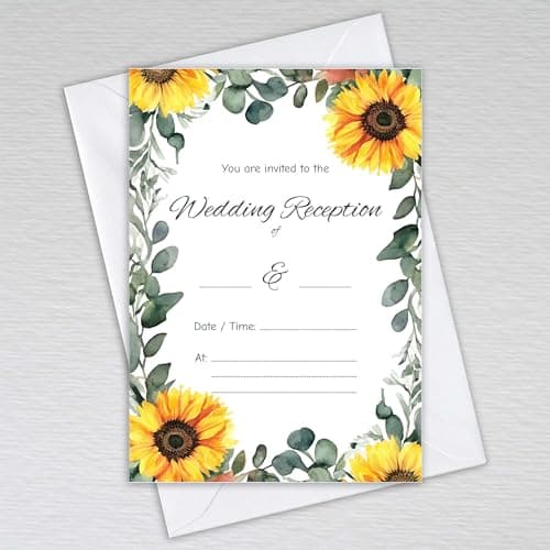 Image of Webspectations Pack of Wedding Reception Invitations with Envelopes: Sunflower Wedding Reception Invites (Pack of 20 with Envelopes)