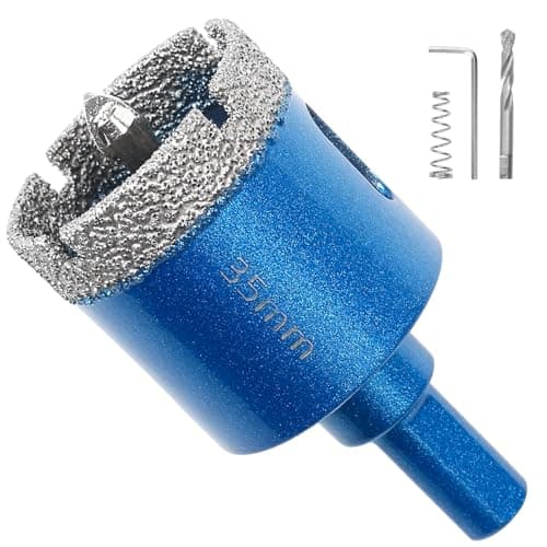 Image of COEWUR 35mm Diamond Hole Saw with Pilot Bit, Glass Hole Saw Core Drill Bit with Diamond Surface Coating, 35mm Diamond Core Hole Cutter for Tile, Porcelain, Glass, Marble, Ceramic