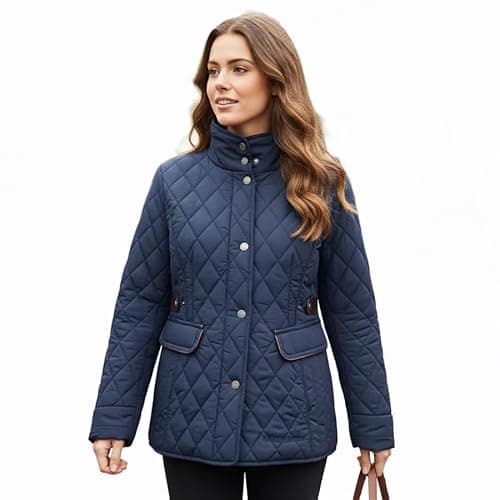 Image of Hazy Blue Louise Quilted Womens Jacket (UK, Numeric, 14, Regular, Regular, Navy)
